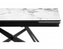 Блэкбери 140(200)х80х75 белый мрамор / черный Стол стеклянный недорого