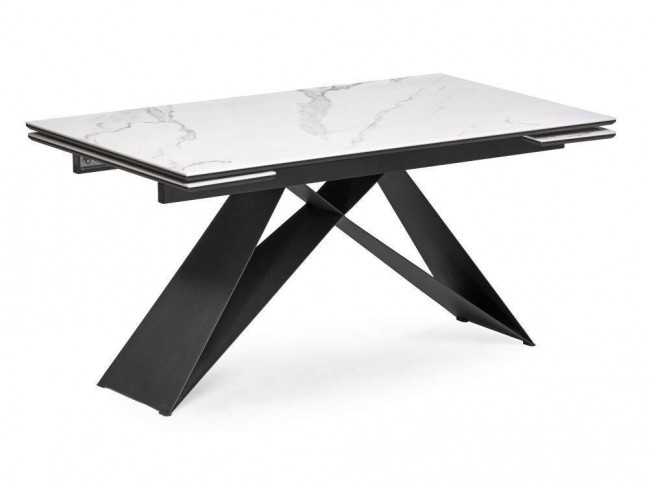 Ноттингем 160(220)х90х77 белый мрамор / черный Керамический стол фото